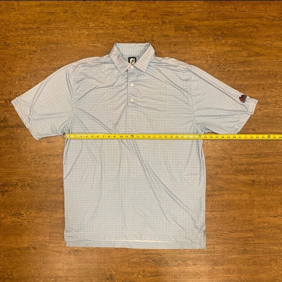 FootJoy Performance Blue White Square Striped Stretch Golf‎ Polo Shirt Men's XL - Picture 7 of 8
